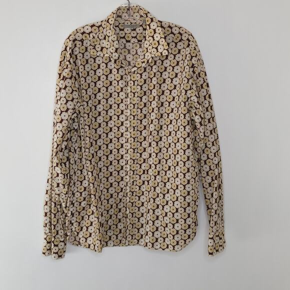 Ted Baker Button Front Shirt Floral Print Classic Fit Brown 100% Cotton XL - Picture 8 of 12